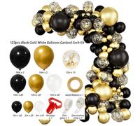 Giwnhvx 129 Pieces Black and Gold Balloon Garland Arch Kit Black and Gold Balloons Confetti LatexBalloons Party Decorations