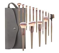Giwnhvx 15Pcs Champagne Gold Makeup Brush Set Loose Powder Brush Eyebrow Brush Full Set Makeup Brush