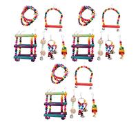 Giwnhvx 18 Pcs Bird Parrot Toys, Bird Swing Toy Colorful Chewing Hanging Hammock Swing Bell Pet Climbing Ladders Toys Bird Toys