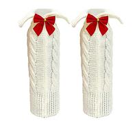 Giwnhvx 2 Pcs Christmas Wine Bottle Cover Bags Knitted Wine Sweaters Cover Dress for Xmas Dinner Table Home Decorations, B