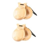 Giwnhvx 2 PCS Spanish Castanets Flamenco Castanets with String About 8.8x6.5x3cm Traditional Wood Hand Percussion Castanets(Wood Color)