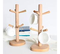 Giwnhvx 2-Piece Set of Solid Wood Six-Claw Mug Holder Water Cup Holder Beech Wood Rack Cup Drain Rack Water Cup Rack