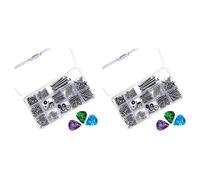 Giwnhvx 2 Set Electric Guitar Screw Kit Sorting Box for Electric Guitar Bridges Pickups 6 Pieces of Random Color Guitar Picks