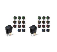 Giwnhvx 24PCS Round Dot Lighted Rocker Switch Toggle 20A 12V DC On/Off SPST Switch Control, 6Blue+6Green+6Yellow+6Red