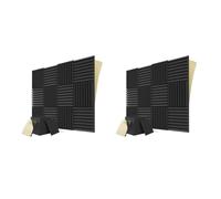 Giwnhvx 24PCS Self-Adhesive Acoustic Panels,1X12X12Inch Sound Proof Foam Panels,for Musical Studio,Game Room,Bedroom(Black)