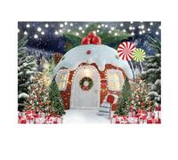 Giwnhvx 250X180cm Christmas Background Cloth Christmas Snow House Multifunctional Convenient Photography Background Cloths Easy Install Easy to Use