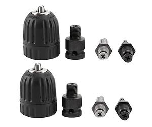 Giwnhvx 2Pcs 0.8-10mm Precise Keyless Drill Chuck Converter 3/8Inch- 24UNF Thread Quick Change Adapter with Hex Shank Socket
