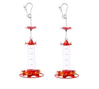 Giwnhvx 2PCS Bird Feeder 200Ml Plastic Feeders for Outdoors, with Built-in Ant Guard-Circular Perch with 5 Feeding Ports Easy Install