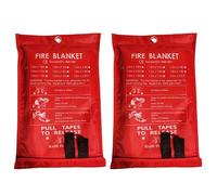 Giwnhvx 2PCS Emergency Fire Blanket, Fire Blanket, Fire Suppression Blanket for Kitchen, Grill, Fireplace (78.7Inch X 78.7Inch)