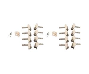 Giwnhvx 2set Machines Tuners Pegs Tuning Key with White Pearl Knobs 4L+4R for Mandolin