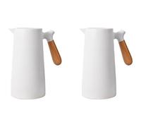 Giwnhvx 2X 1L Glass Liner Vacuum Flask Hot Water Jug Home Office Insulation Leakproof Hot Water Pot for Coffee Tea Thermal,White