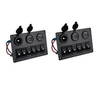 Giwnhvx 2X 6 Gang Switch Panel with 12V-24V LED Digital Voltmeter Dual USB Charger Lighter Socket for RV Truck Boat SUV