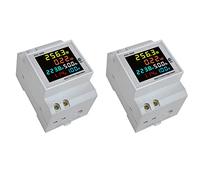 Giwnhvx 2X Din Rail AC Monitor 6IN1 40-300V 100A Voltage Current Power Factor Active KWH Energy Frequency Meter Volt AMP