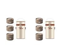 Giwnhvx 2X Food Warm Lunch Container,Stainless Steel Thermal Lunch Container Portable Thermal Bento Box Food Container Brown B