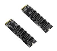 Giwnhvx 2X M.2 to NGFF 5 Ports SATA3.0 Adapter Card JMB585 M.2 Key M SATA3.0 Expansion Card for PC Laptop