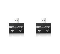 Giwnhvx 2X Portable Mini USB Hub to 2 Port Charger Hub Adapter USB Splitter Dual USB Charging Extender for Phone Computer Black