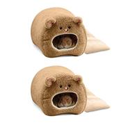 Giwnhvx 2X Rats Hamster Winter Warm Hanging Cage Hammock Cute Bear House with Bed Mat for Small Furry Animals