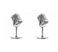 Giwnhvx 2X Retro Dynamic Vocal Microphone Vintage Mic Universal Stand for Live Performance Karaoke Studio Recording Silver