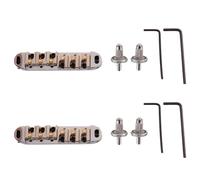 Giwnhvx 2X Roller Saddle Bridge with Posts and Spanner for Electric Guitar Silver