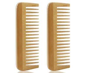 Giwnhvx 2X Thick Solid Wood Comb Wide Tooth Comb Portable Styling Massage Anti-Static Hair Comb Handleless Hairdressing Comb