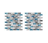 Giwnhvx 2X Vivid Tiles Blue Peel and Stick Tiles 3D Brick Effect Waterproof Kitchen Backsplash Decor Self Adhesive Wallpaper