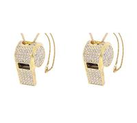 Giwnhvx 2X Whistle, Metal Crystal Rhinestone Whistle, Shining Whistle with Keychain for Referees, Coaches, Teachers