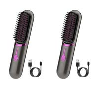 Giwnhvx 2X Wireless Hair Straightener Brush Fast Heated Straightener Brush Third Gear Adjustable Hair Curler Heating Comb