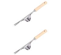 Giwnhvx 2X Wood Handle Stainless Steel Garden Weeder Hand Weeding Removal Cutter Puller Tools Multifunction Weeder