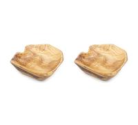 Giwnhvx 2X Wooden Fruit Salad Serving Bowl Hand-Carved Root Bowls Living Room Real Wood Candy Bowl 20-24cm