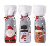Giwnhvx 3PCS Christmas Wine Bottle Cover Merry Christmas Decor for Home Christmas Ornaments Decor Happy New Year