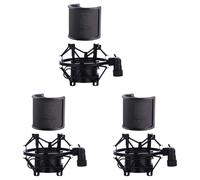 Giwnhvx 3X Microphone Shock Mount with Microphone Filter Windscreen Suspension Shock Mount Holder Clip