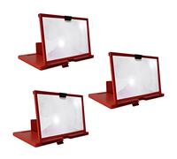 Giwnhvx 3X Mobile Phone Screen Magnifier 12 Inch 3D HD Video Amplifier Stand Bracket with Movie Game Red Folding Desk Holder