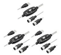 Giwnhvx 3X USB MIDI Cable Adapter, USB Type A Male to MIDI Din 5 Pin In-Out Cable Interface with LED Indicator for Keyboard