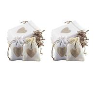Giwnhvx 48Pcs Burlap Pouches with Drawstring and Heart Pattern Candy Gift Bag Pouch Baptism Bag Wedding for Stuffing Bag