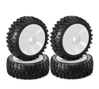Giwnhvx 4PCS 1/8 RC Wheel Tire Rubber 120MM 112MM Tire 17mm Hub Hex for 1/8 RC Car on Road Off-Road Replacement Parts, White