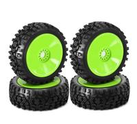 Giwnhvx 4PCS 1/8 RC Wheel Tire Rubber 120MM 112MM Tire 17mm Hub Hex for 1/8 RC Car on Road Off-Road Accessories, Green