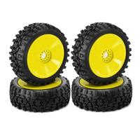 Giwnhvx 4PCS 1/8 RC Wheel Tire Rubber 120MM 112MM Tire 17mm Hub Hex for 1/8 RC Car on Road Off-Road Replacement, Yellow