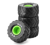 Giwnhvx 4Pcs 100mm 1/10 Tires Wheel 12mm Hex for 1/18 Mini RC Car Upgrade Replacement Parts, Green