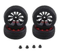 Giwnhvx 4Pcs 12mm Hex Wheel Rims & OD 2.59Inch Rubber Tires for RC 1/10 On-Road Touring Car Replacement Accessories D