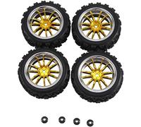 Giwnhvx 4Pcs 12mm Hex Wheel Rims & OD 2.59Inch Rubber Tires for RC 1/10 On-Road Touring Car Replacement B