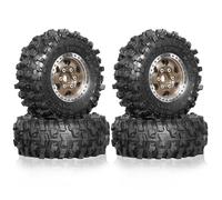 Giwnhvx 4pcs 51mm 1.0inch Metal Beadlock Wheel Tire Set for 1/18 1/24 RC Crawler Car TRX4M SCX24 AX24 FCX24 Upgrade Parts Brown