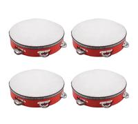Giwnhvx 4pcs 8inch Musical Tambourine Tamborine Drum Round Percussion Gift for KTV Red