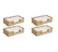 Giwnhvx 4PCS Bathroom Disposable Guest Towel Holder Long Seagrass Woven Rattan Wicker Table Hand Guest Towel Basket Tray,L