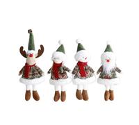 Giwnhvx 4PCS Fabric Doll Small Figurine Pendant Plush SantaClaussnowman Christmas Tree Decorations