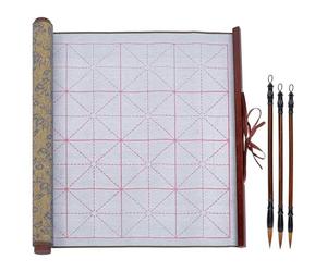 Giwnhvx 4pcs No Ink Chinese Calligraphy Practice Set Reusable Water Writing Cloth Scrolls Chinese Calligraphy Writing Brushes