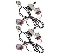 Giwnhvx 4X Guitar Wiring Harness Prewired Two Pickup 500K Pots 3-Way Toggle Switch Silver