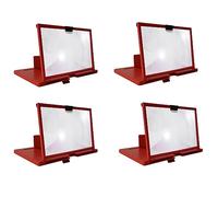 Giwnhvx 4X Mobile Phone Screen Magnifier 12 Inch 3D HD Video Amplifier Stand Bracket with Movie Game Red Folding Desk Holder