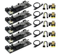 Giwnhvx 5 Pcs VER010-X PLUS PCIE 1X to 16X +6Pin+4Pin USB3.0 Graphics Extension Cable Riser Card for Bitcoin Mining
