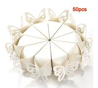 Giwnhvx 50 Pcs Butterfly Favor Gift Candy Boxes Cake Style for Wedding Party Baby Shower white