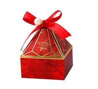 Giwnhvx 50 Pcs Gem Tower Candy Boxes Cardboard Box Wedding Birthday Party Gift Packaging Box,with Ribbons Decoration,Red